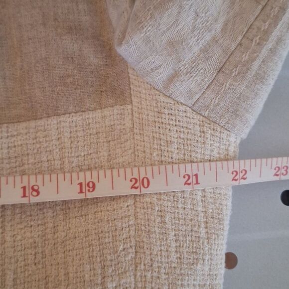 Vintage Express Womens Oversized Blazer Patchwork Linen Blend Beige Palm Large - Picture 15 of 16